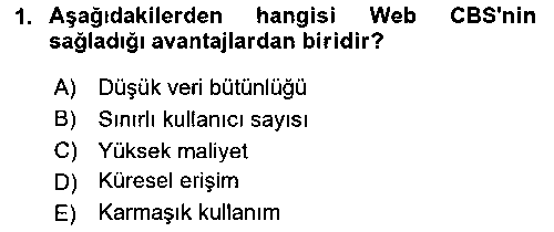 CBS226U Web Tabanlı CBS çıkmış sınav sorusu 1