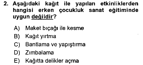 CGE212U Çocukta Sanat Eğitimi Ve Yaratıcılık çıkmış sınav sorusu 2