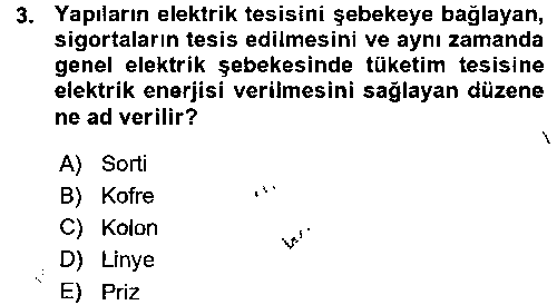 EID183U Elektrik Tesisat Planları çıkmış sınav sorusu 3