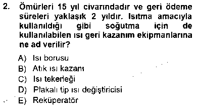 EID209U Sanayide Enerji Ekonomisi çıkmış sınav sorusu 2