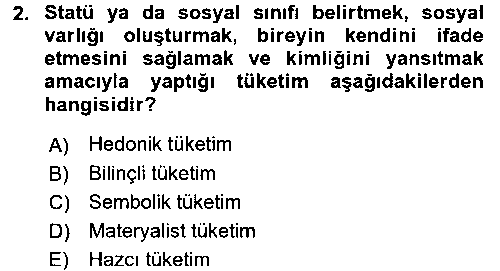 EVI202U Tüketim Bilinci ve Bilinçli Tüketici çıkmış sınav sorusu 2