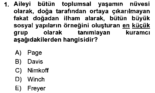 EVI205U Toplumsal Yaşamda Aile çıkmış sınav sorusu 1