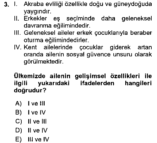 EVI205U Toplumsal Yaşamda Aile çıkmış sınav sorusu 3