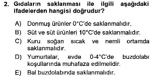 EVI209U Yiyecek Üretim Temelleri çıkmış sınav sorusu 2