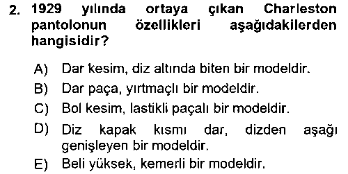 EVI210U Moda Tasarım çıkmış sınav sorusu 2