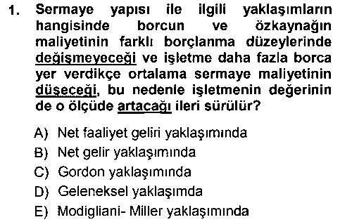 FIN201U FIN201U Finansal Yönetim 1 çıkmış sınav sorusu 1