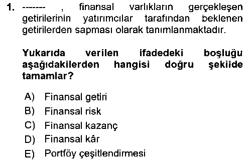 FIN291U Finansal Yönetim 1 çıkmış sınav sorusu 1