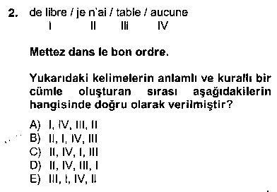 FRA202U Turizm İçin Fransızca 2 çıkmış sınav sorusu 2