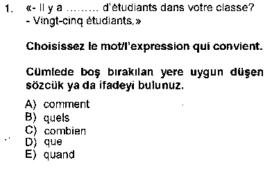 FRA301U Fransızca 1 çıkmış sınav sorusu 1