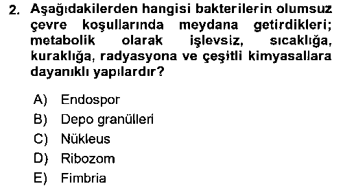 GKA106U Besin Güvenliği ve Hijyen çıkmış sınav sorusu 2