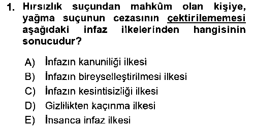 HUK102U İnfaz Hukuku çıkmış sınav sorusu 1