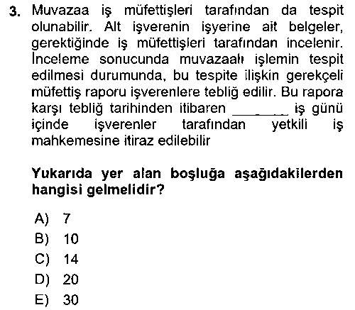 HUK134U Temel İş Hukuku çıkmış sınav sorusu 3
