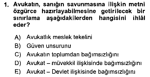 HUK202U Avukatlık Ve Noterlik Hukuku çıkmış sınav sorusu 1