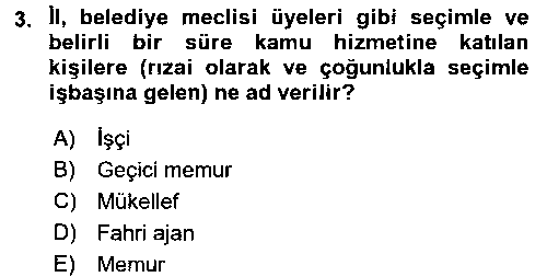 HUK203U Memur Hukuku çıkmış sınav sorusu 3