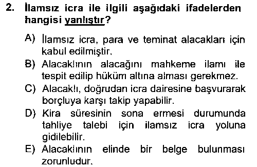 HUK206U İcra İflas Hukuku çıkmış sınav sorusu 2