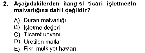 HUK211U Ticaret Hukuku 1 çıkmış sınav sorusu 2