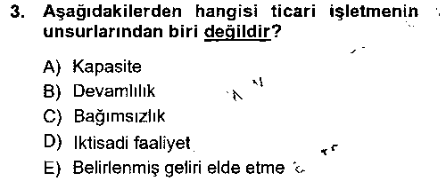 HUK211U Ticaret Hukuku 1 çıkmış sınav sorusu 3