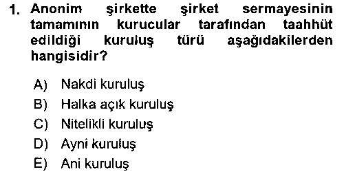HUK212U Ticaret Hukuku 2 çıkmış sınav sorusu 1