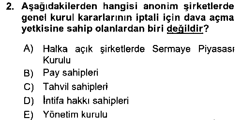 HUK212U Ticaret Hukuku 2 çıkmış sınav sorusu 2