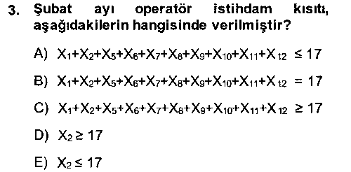 IST205U Yöneylem Araştırması 1 çıkmış sınav sorusu 3