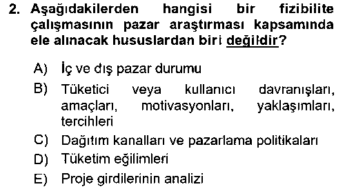 ISY201U Proje Analizi ve Değerlendirme çıkmış sınav sorusu 2