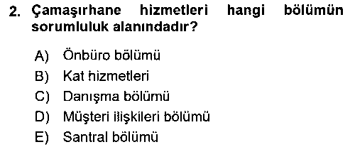 KOI201U Otel İşletmelerinde Konaklama Hizmetleri çıkmış sınav sorusu 2