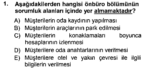 KOI405U Odalar Bölümü Yönetimi çıkmış sınav sorusu 1