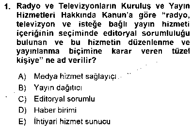 MEI205U Medyada Çalışma Hayatı çıkmış sınav sorusu 1
