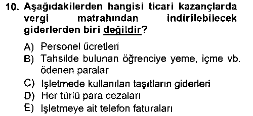 MLY201U Türk Vergi Sistemi çıkmış sınav sorusu 2