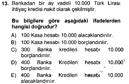 MUH103U MUH103U Genel Muhasebe 1 çıkmış sınav sorusu 3