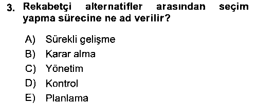 MUH302U Maliyet Yönetimi çıkmış sınav sorusu 3