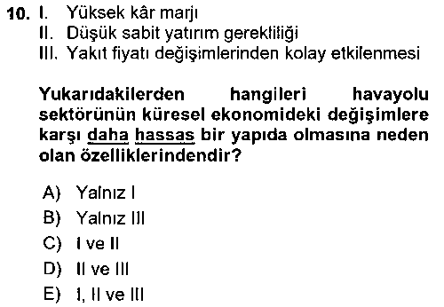 PZL301U PZL301U Havayolu Pazarlaması çıkmış sınav sorusu 2