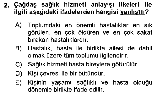 SAG106U Hastalıklar Bilgisi çıkmış sınav sorusu 2