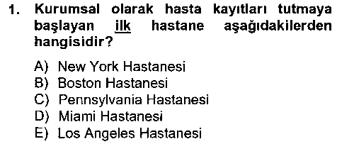 SAK204U SAK204U Sağlık Kurumlarında Bilgi Sistemleri çıkmış sınav sorusu 1