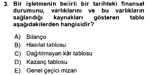 SAK210U Sağlık Kurumlarında Maliyet Yönetimi çıkmış sınav sorusu 3