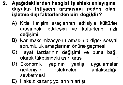 SHZ102U İş Etiği çıkmış sınav sorusu 2