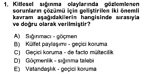 SHZ403U Göçmen Ve Sığınmacılarla Sosyal Hizmet çıkmış sınav sorusu 1