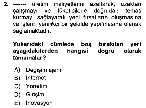 SMY103U Medya Girişimciliği çıkmış sınav sorusu 2