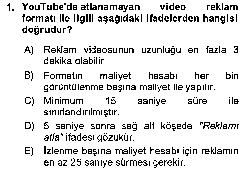 SMY204U Sosyal Medya Araçları 2 çıkmış sınav sorusu 1