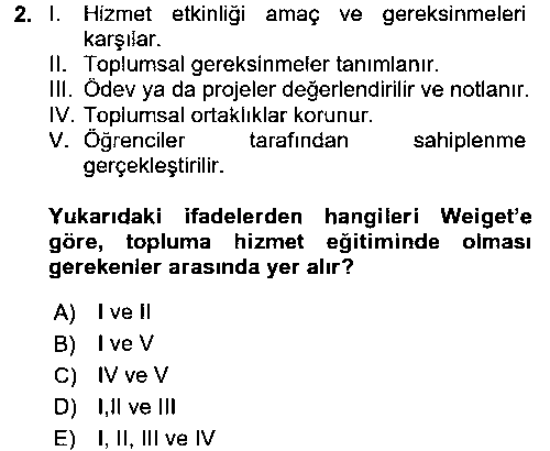 SOB102U Topluma Hizmet Eğitimi çıkmış sınav sorusu 2