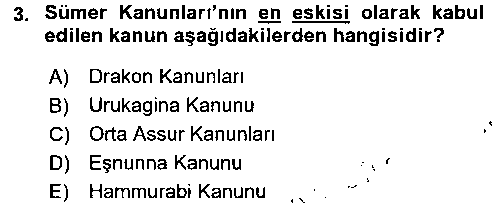 TAR113U Uygarlık Tarihi 1 çıkmış sınav sorusu 3