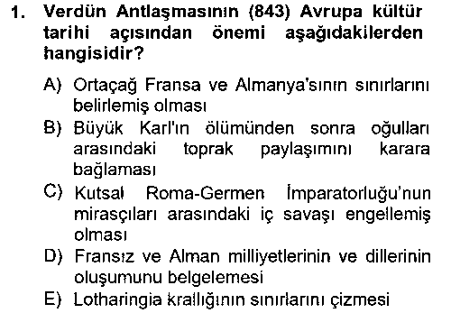TAR114U Uygarlık Tarihi 2 çıkmış sınav sorusu 1