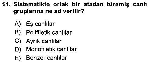 TAR131U TAR131U Genel Biyoloji çıkmış sınav sorusu 3