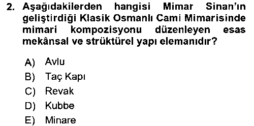 TAR220U Mimarlik Tarihi çıkmış sınav sorusu 2