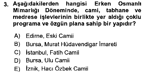 TAR220U Mimarlik Tarihi çıkmış sınav sorusu 3