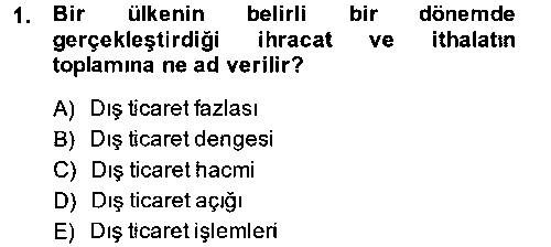 TIC101U Dış Ticaret İşlemleri çıkmış sınav sorusu 1