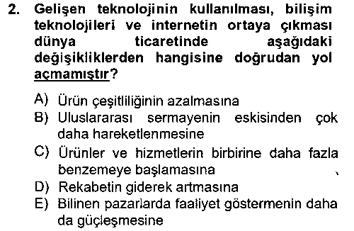 TIC202U Dış Ticarette Bilgisayar Uygulamaları çıkmış sınav sorusu 2